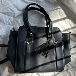 Collection Black vegan Leather Satchel with Tassel Detail Classic and Versatile